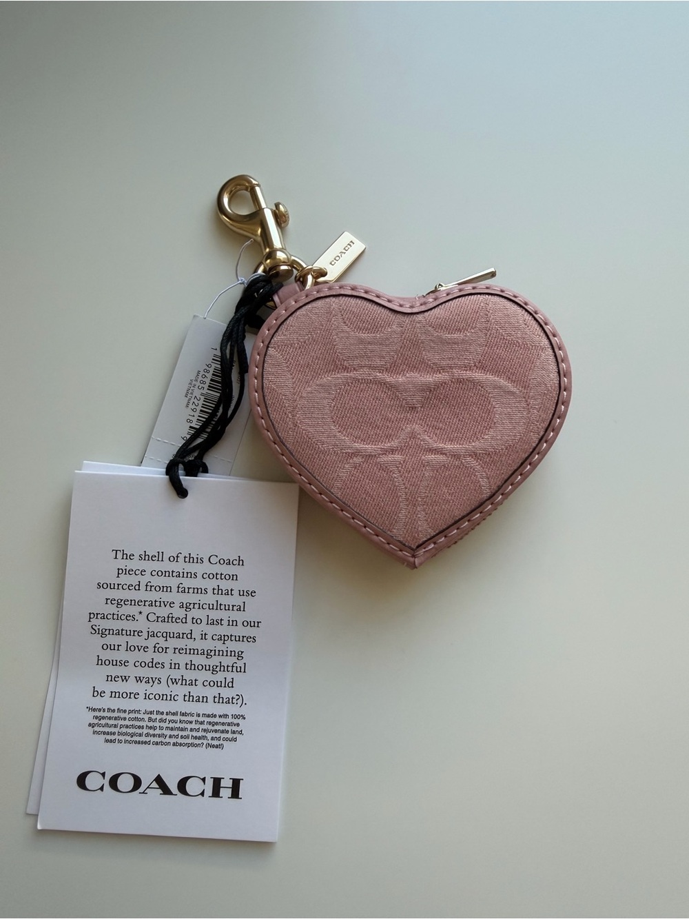 SOLD 🎉 Coach Heart Bag Charm In Signature Denim - Picture 2 of 5